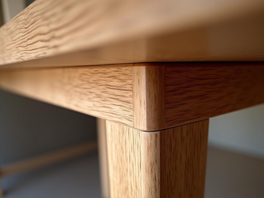 Detail der Tischbeinverbindung, handwerkliche Präzision
